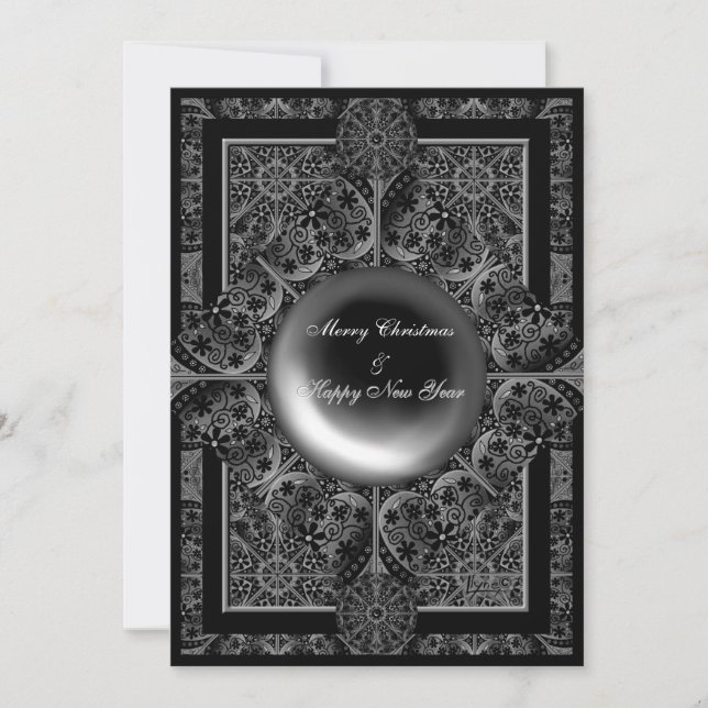 Ceramic Lace Black Christmas Card (Front)