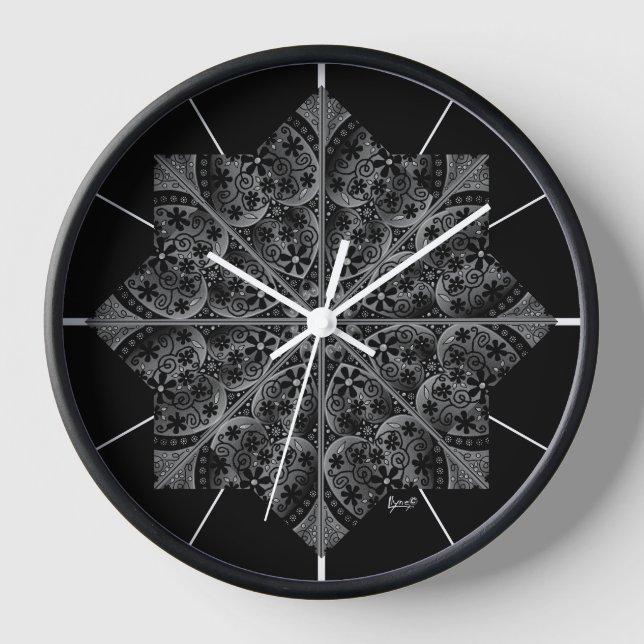 Ceramic Lace Black Clock (Front)