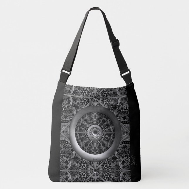 Ceramic Lace Black Crossbody Bag (Front)
