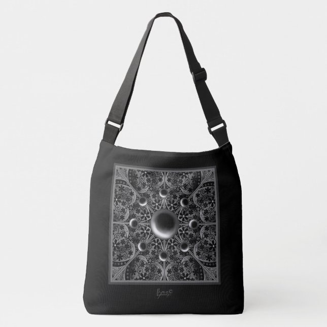 Ceramic Lace Black Crossbody Bag (Front)