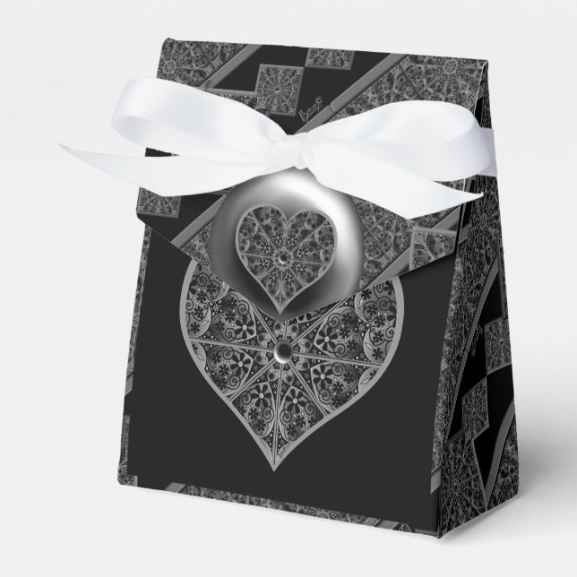 Ceramic Lace Black Favour Box (Front Side)