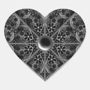Ceramic Lace Black Heart Sticker