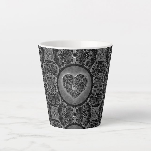 Ceramic Lace Black Latte Mug (Front)