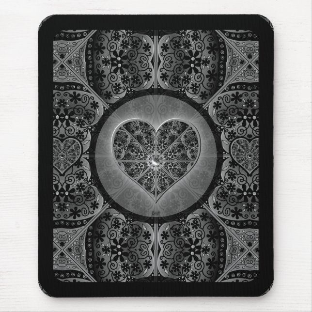 Ceramic Lace Black Mouse Mat (Front)