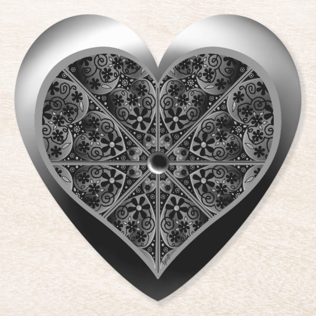 Ceramic Lace Black Paper Coaster (Front)