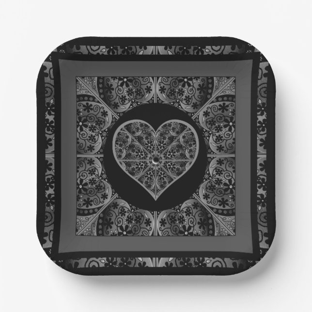 Ceramic Lace Black Paper Plate (Front)
