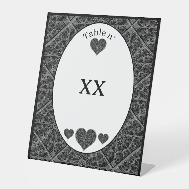 Ceramic Lace Black Pedestal Sign (Front)