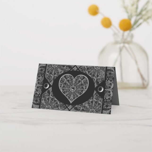 Ceramic Lace Black Place Card (Back)