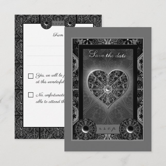 Ceramic lace Black RSVP Card (Front/Back)