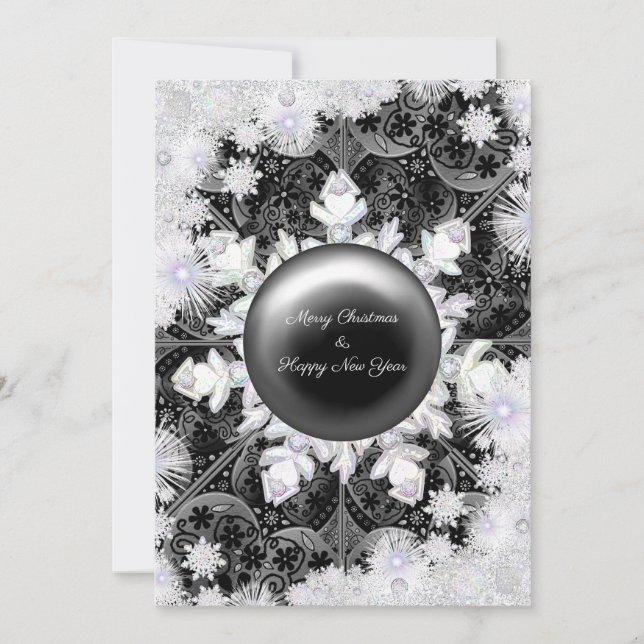 Ceramic lace black & snowflake card (Front)