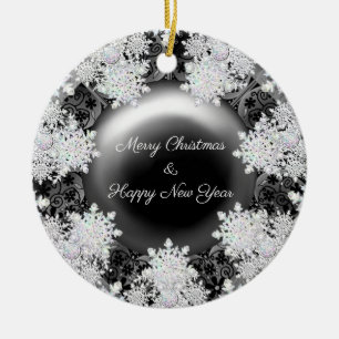 Ceramic lace black & snowflake ceramic tree decoration