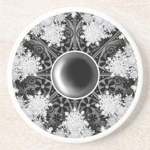 Ceramic lace black &snowflake coaster
