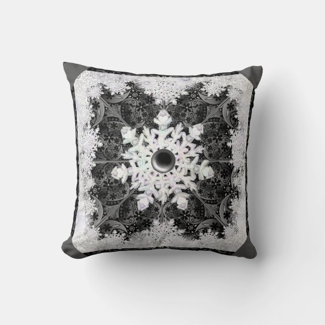Ceramic lace black & snowflake cushion (Front)