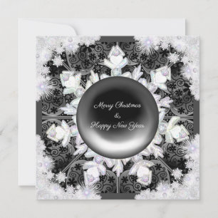Ceramic lace black & snowflake holiday card