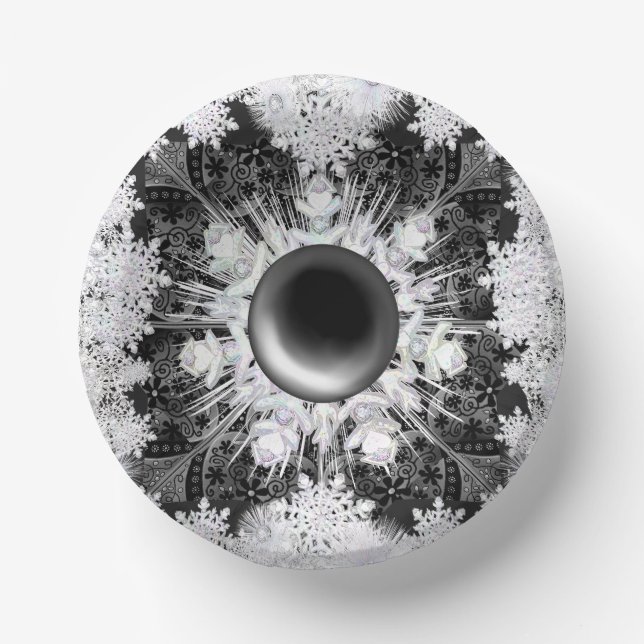 Ceramic lace black & snowflake paper plate (Front)