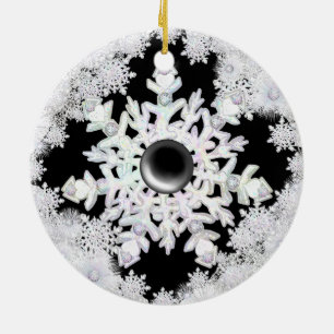 Ceramic Lace black & snowflakes Ceramic Tree Decoration