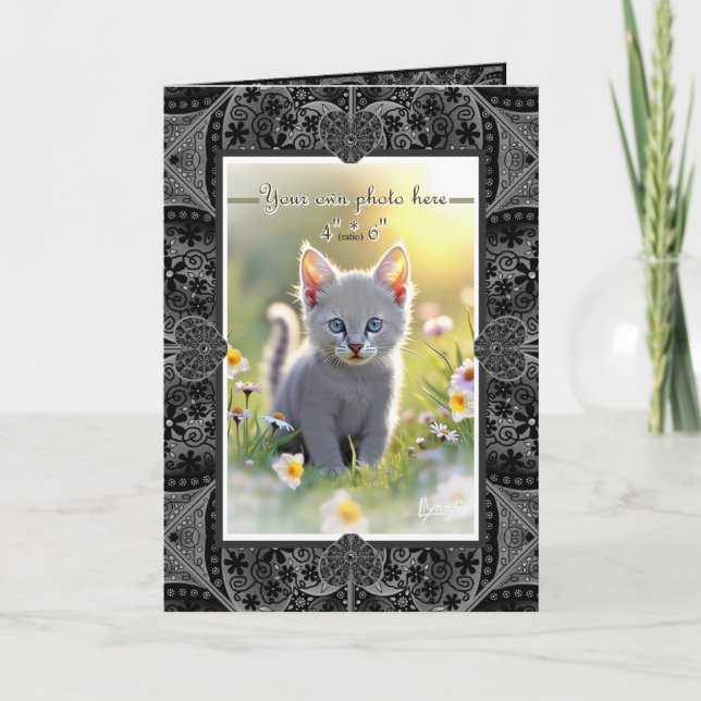 Ceramic lace black thank you card (Front)