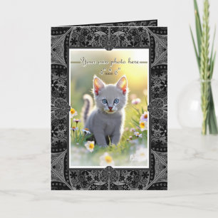 Ceramic lace black thank you card