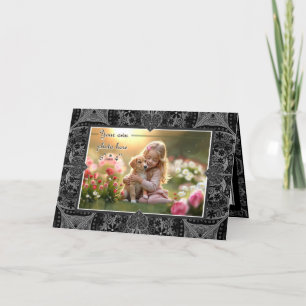 Ceramic lace Black Thank You Card