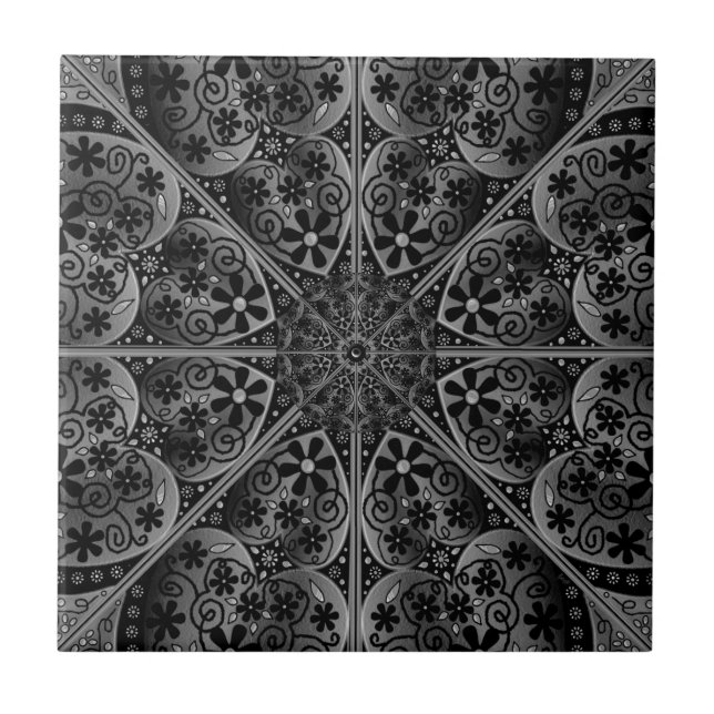 Ceramic Lace Black Tile (Front)