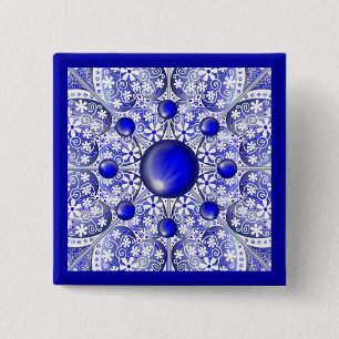 Ceramic Lace Blue of Greece 15 Cm Square Badge