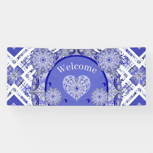 Ceramic Lace Blue of Greece Banner (Horizontal)