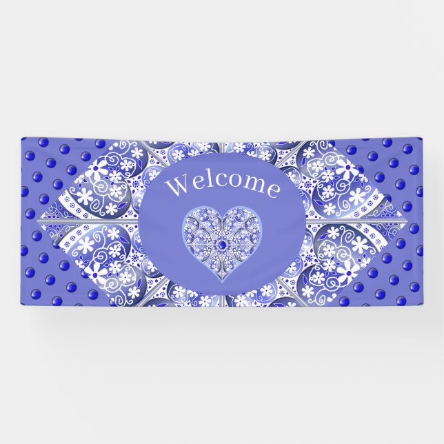 Ceramic Lace Blue of Greece Banner (Horizontal)