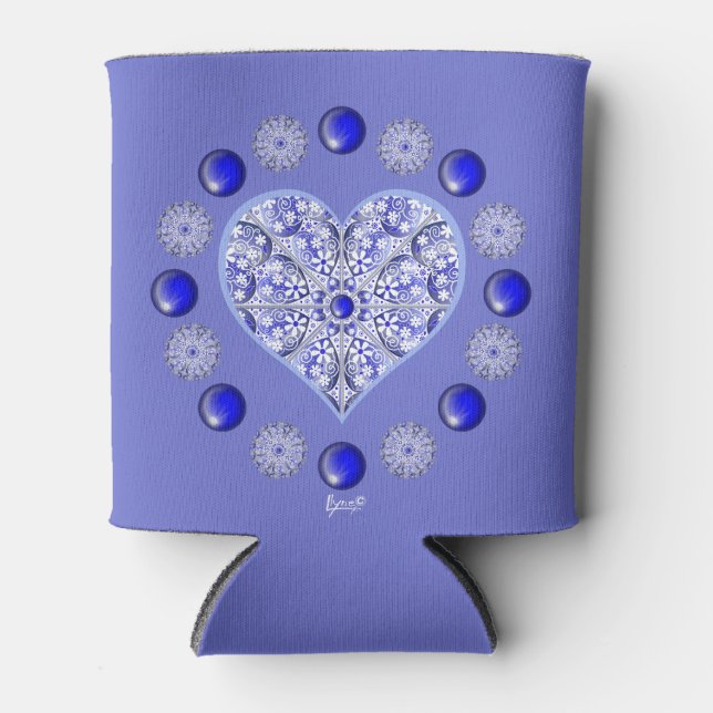 Ceramic Lace Blue of Greece Can Cooler (Front)