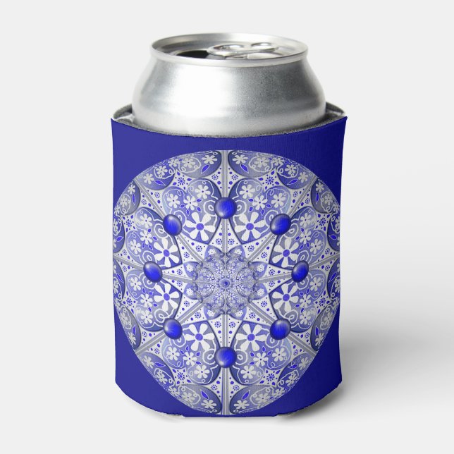 Ceramic lace Blue of Greece Can Cooler (Can Front)