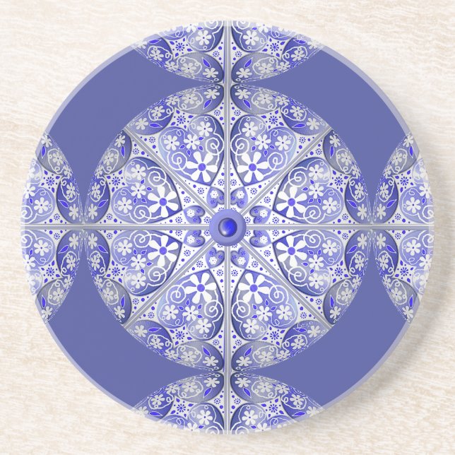 Ceramic Lace Blue of Greece Coaster (Front)