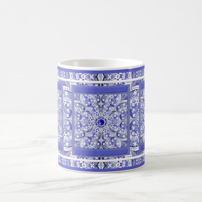 Ceramic Lace Blue of Greece Coffee Mug (Center)