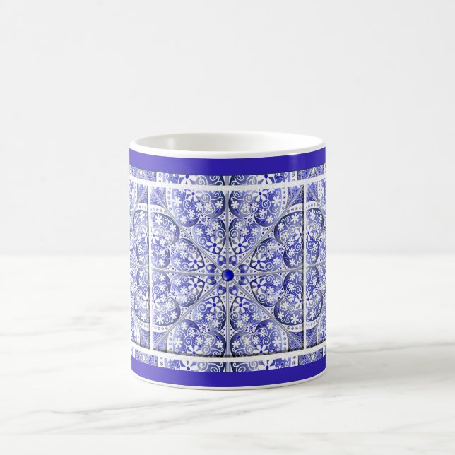 Ceramic Lace Blue of Greece Coffee Mug (Center)