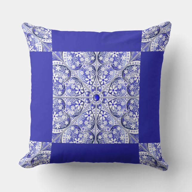 Ceramic lace Blue of Greece Cushion (Front)