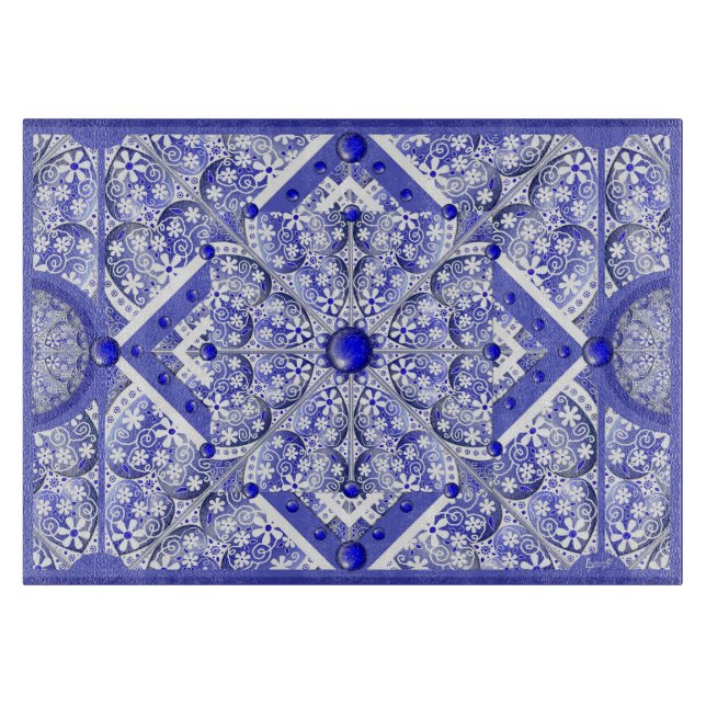 Ceramic Lace Blue of Greece Cutting Board (Front)