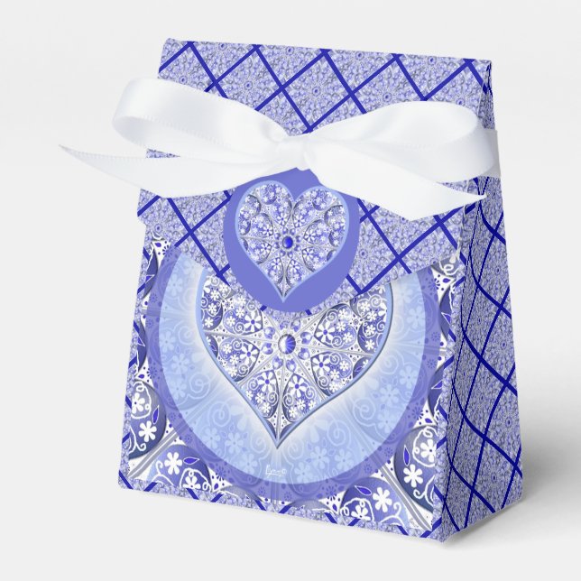 Ceramic Lace Blue of Greece Favour Box (Front Side)