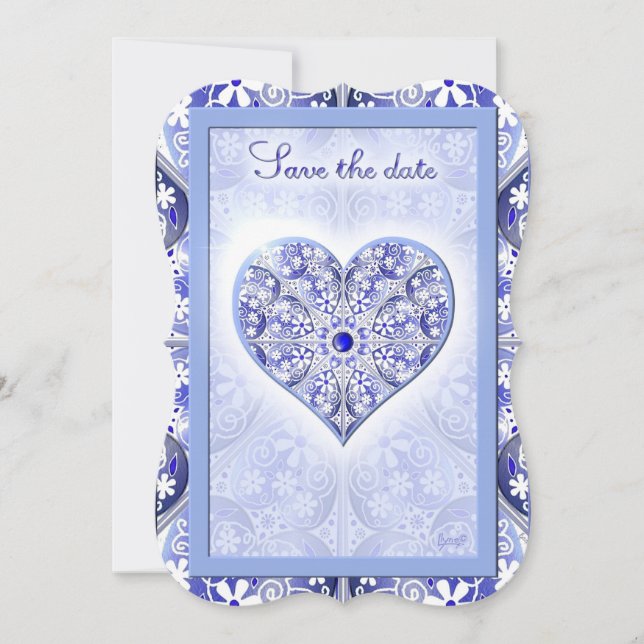 Ceramic Lace Blue of Greece Invitation (Front)