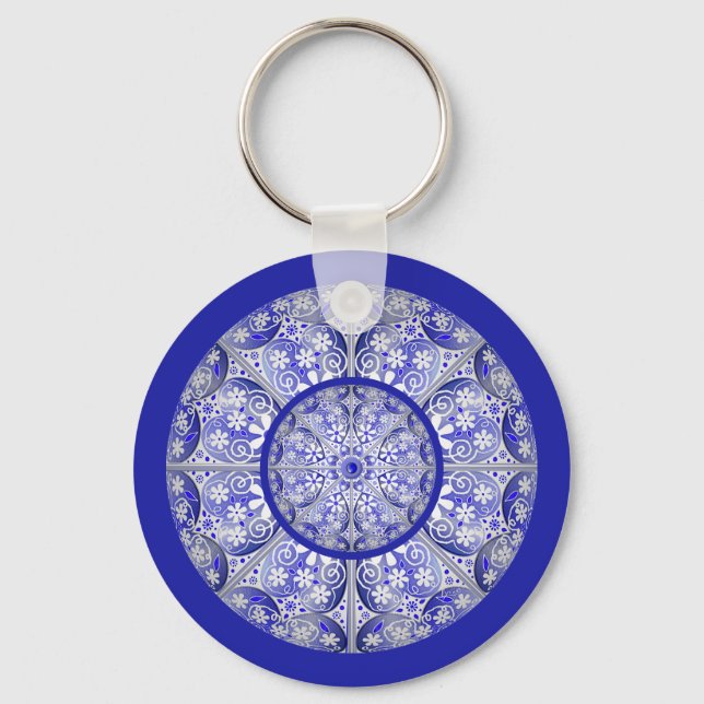 Ceramic Lace Blue of Greece Key Ring (Front)