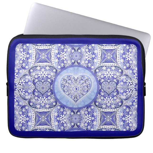 Ceramic lace Blue of Greece Laptop Sleeve (Front)