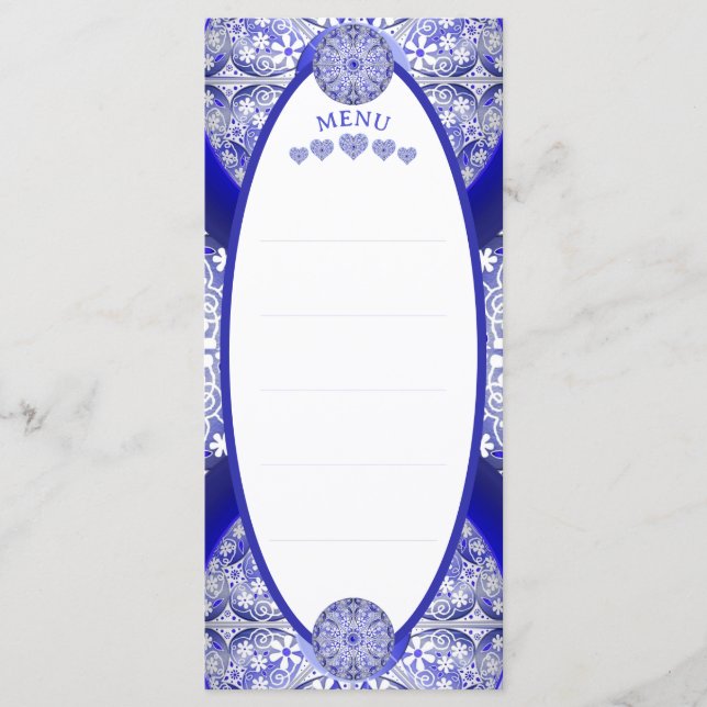 Ceramic Lace Blue of Greece Menu (Front)