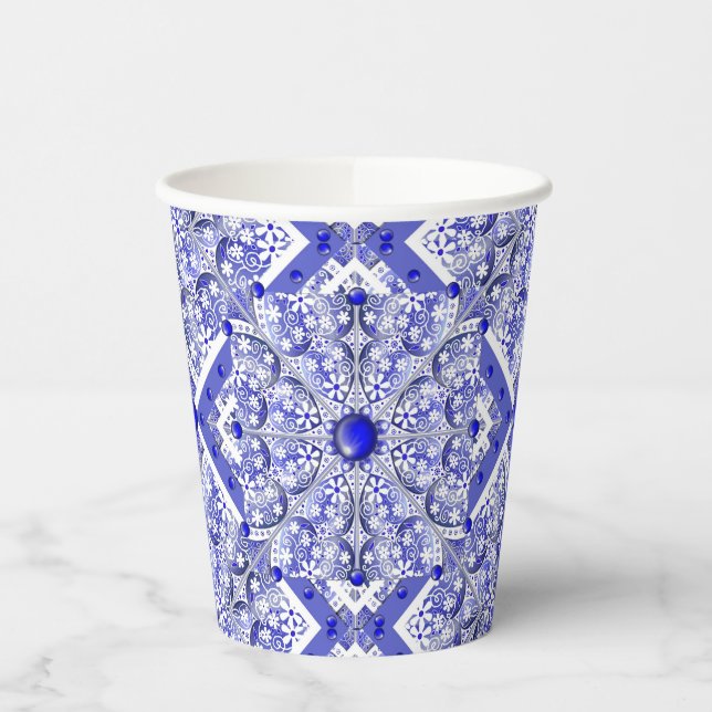 Ceramic lace Blue of Greece Paper Cups (Left)