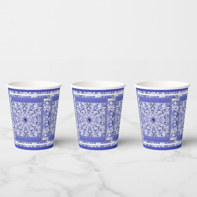 Ceramic lace Blue of Greece Paper Cups (Multi)