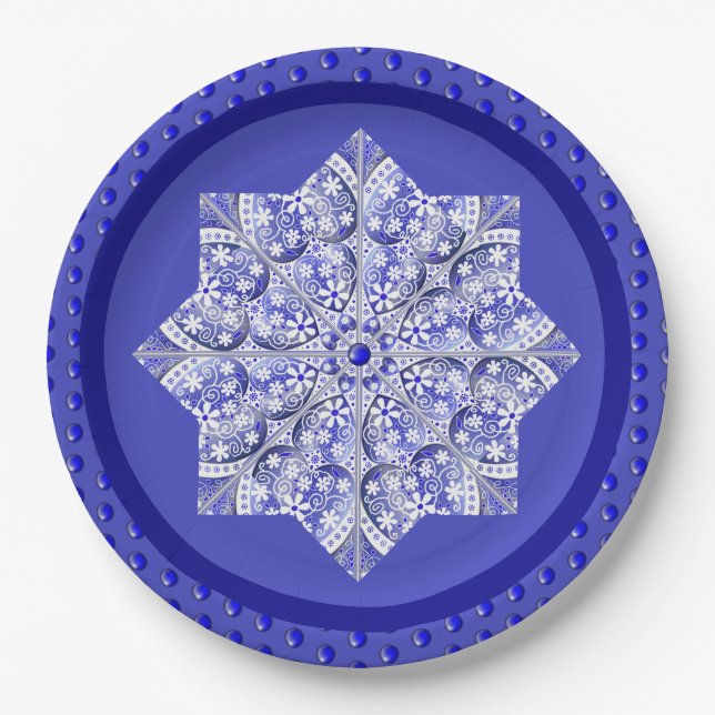 Ceramic lace Blue of Greece Paper Plate (Front)