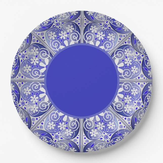 Ceramic Lace Blue of Greece Paper Plate (Front)