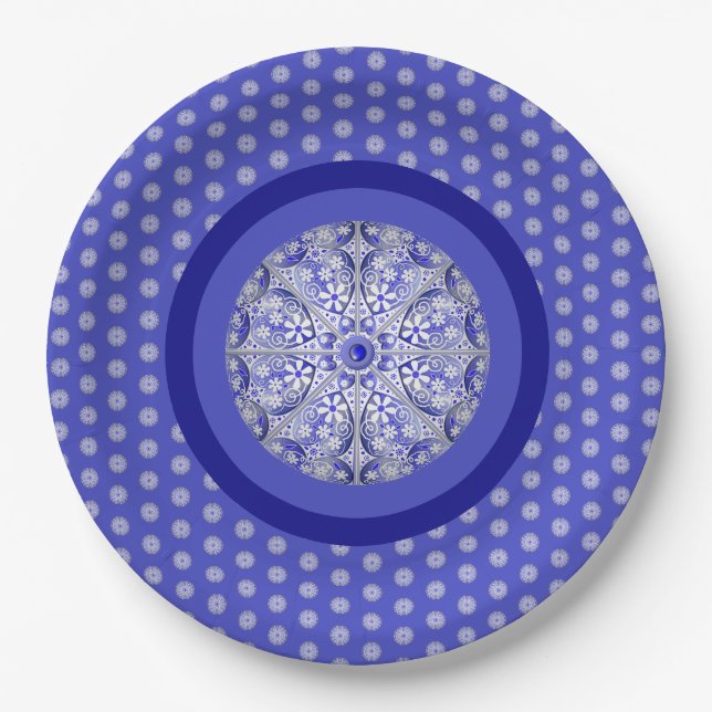 Ceramic lace Blue of Greece Paper Plate (Front)