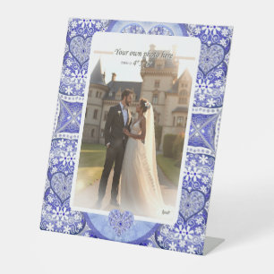 Ceramic lace Blue of greece Pedestal Sign