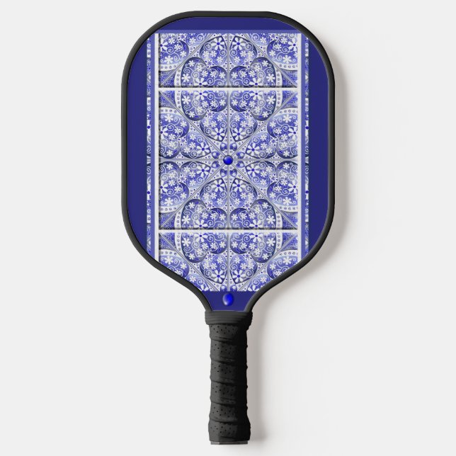 ceramic lace Blue of Greece Pickleball Paddle (Front)