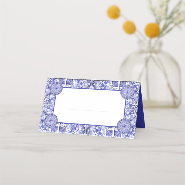Ceramic Lace Blue of Greece Place Card (Front)