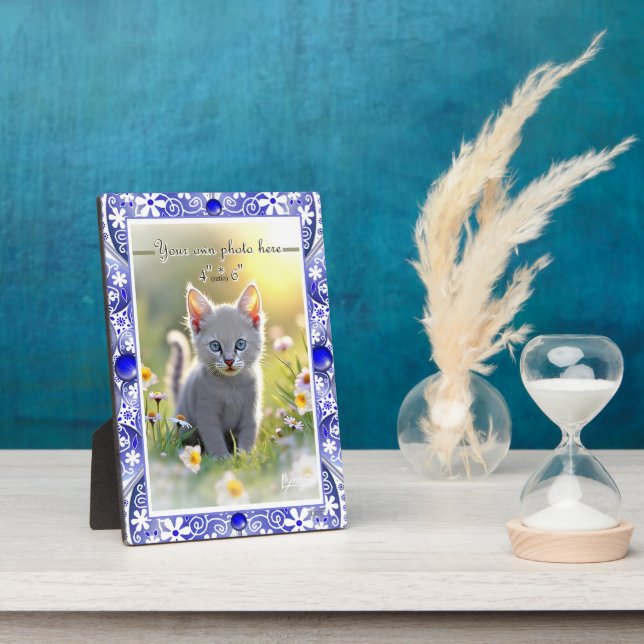 Ceramic lace Blue of Greece Plaque (Side)