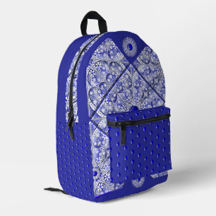 Ceramic Lace Blue of Greece Printed Backpack