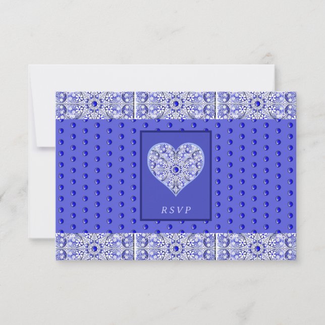 Ceramic Lace Blue of Greece RSVP Card (Front)